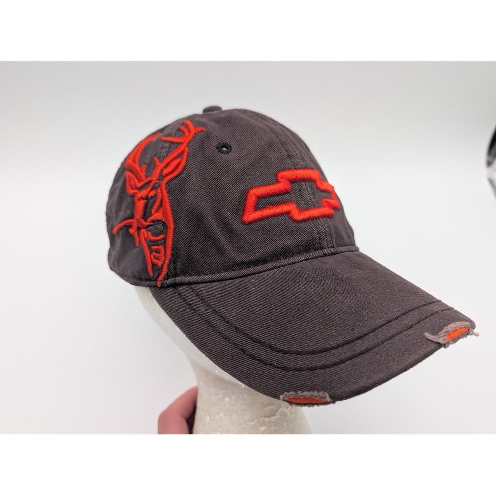 Dri Duck Chevrolet Bowtie Deer Embroidered Brown Distressed Baseball Hat Cap